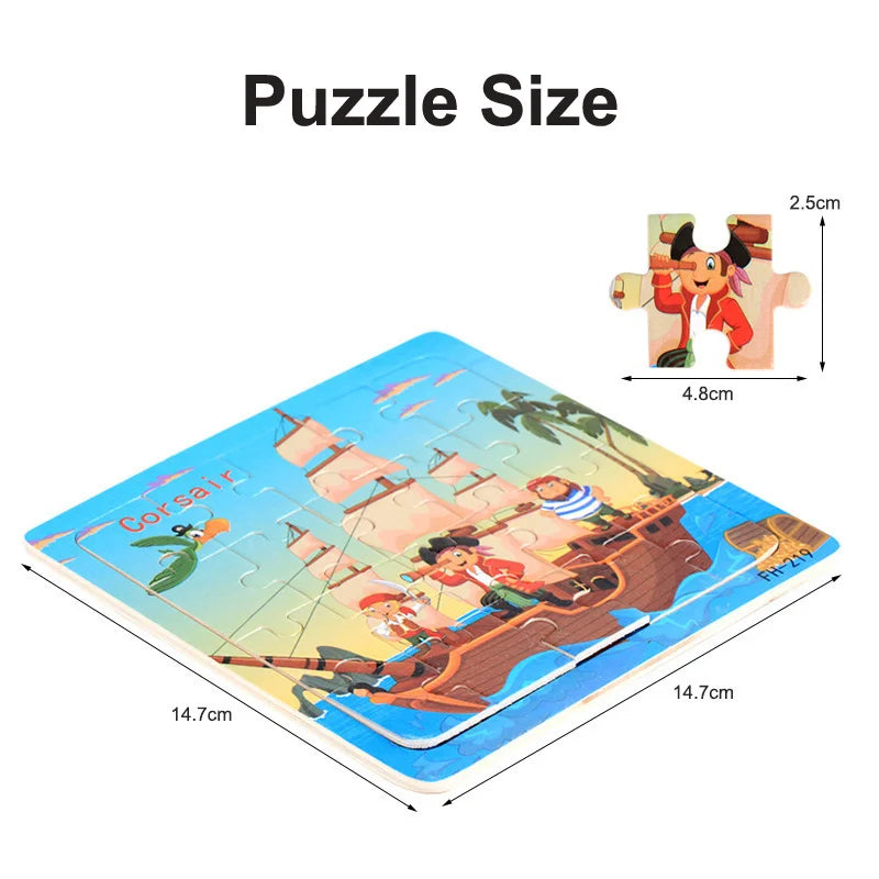 Puzzle Véhicules & Animaux Montessori – 20 Pièces en Bois 3-6 ans
