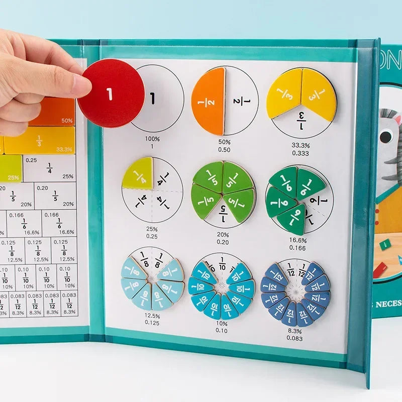 Livre Magnétique des Fractions Montessori – Maths en Bois pour Enfants