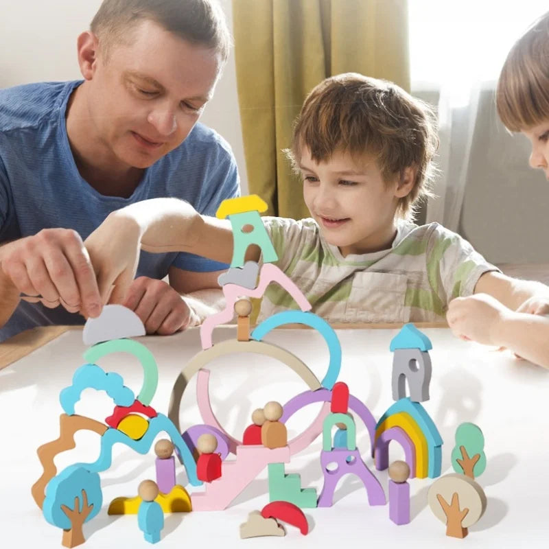 Arc-en-Ciel Empilable Montessori – Jouet en Bois Éducatif 1-4 ans