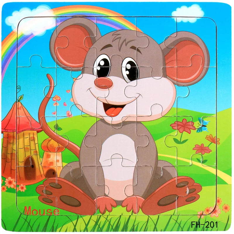 Puzzle Véhicules & Animaux Montessori – 20 Pièces en Bois 3-6 ans