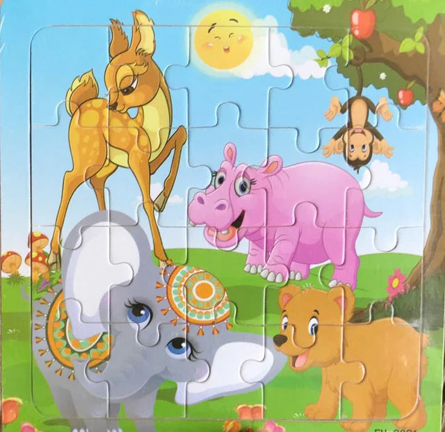 Puzzle Véhicules & Animaux Montessori – 20 Pièces en Bois 3-6 ans