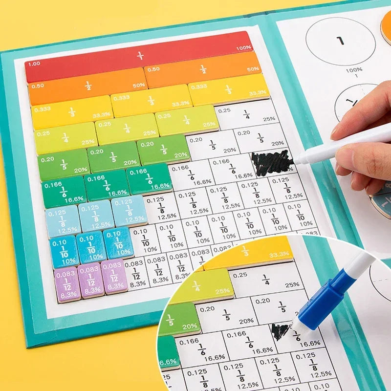 Livre Magnétique des Fractions Montessori – Maths en Bois pour Enfants
