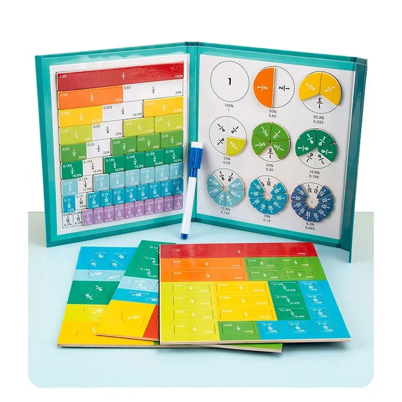 Livre Magnétique des Fractions Montessori – Maths en Bois pour Enfants