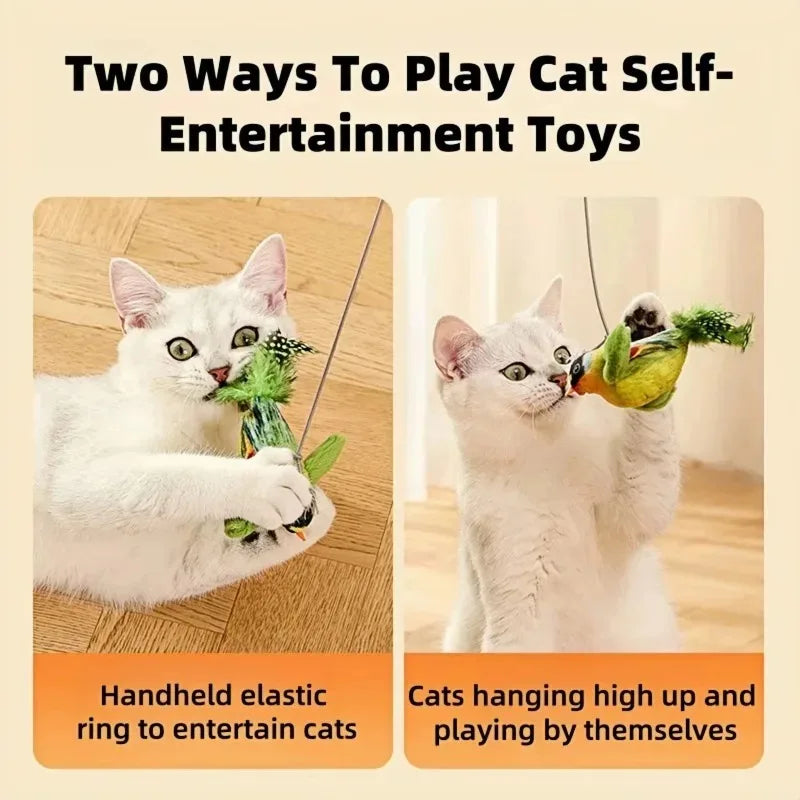 Jouet Chat Interactif – Corde Élastique avec Chant d'Oiseau