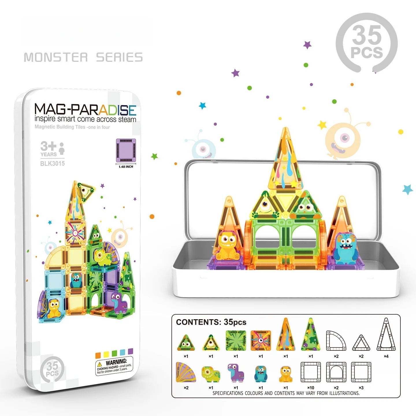 Tuiles Magnétiques de Construction Montessori 3-8 ans