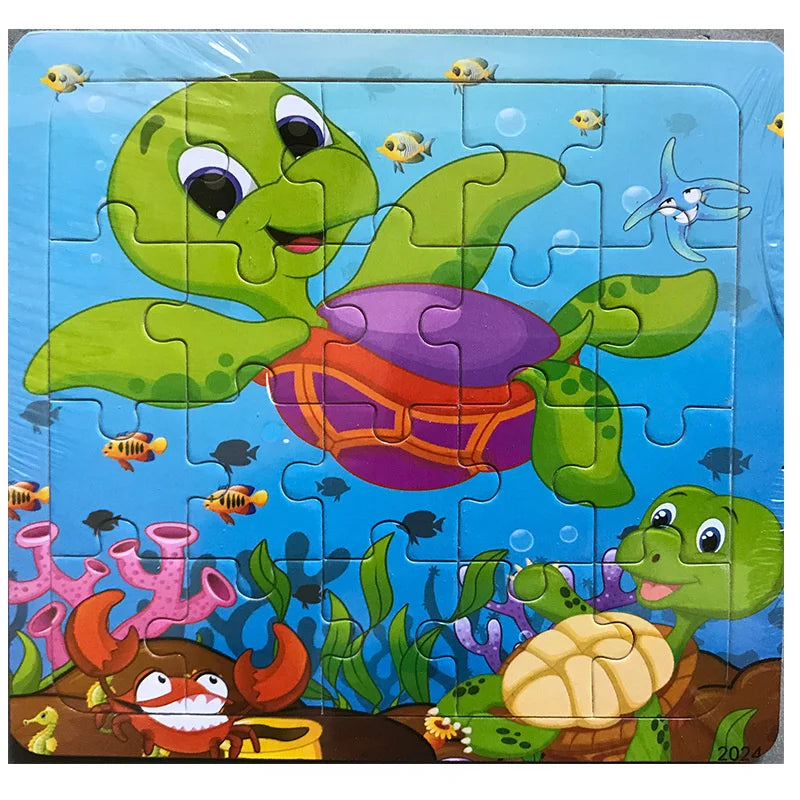 Puzzle Véhicules & Animaux Montessori – 20 Pièces en Bois 3-6 ans