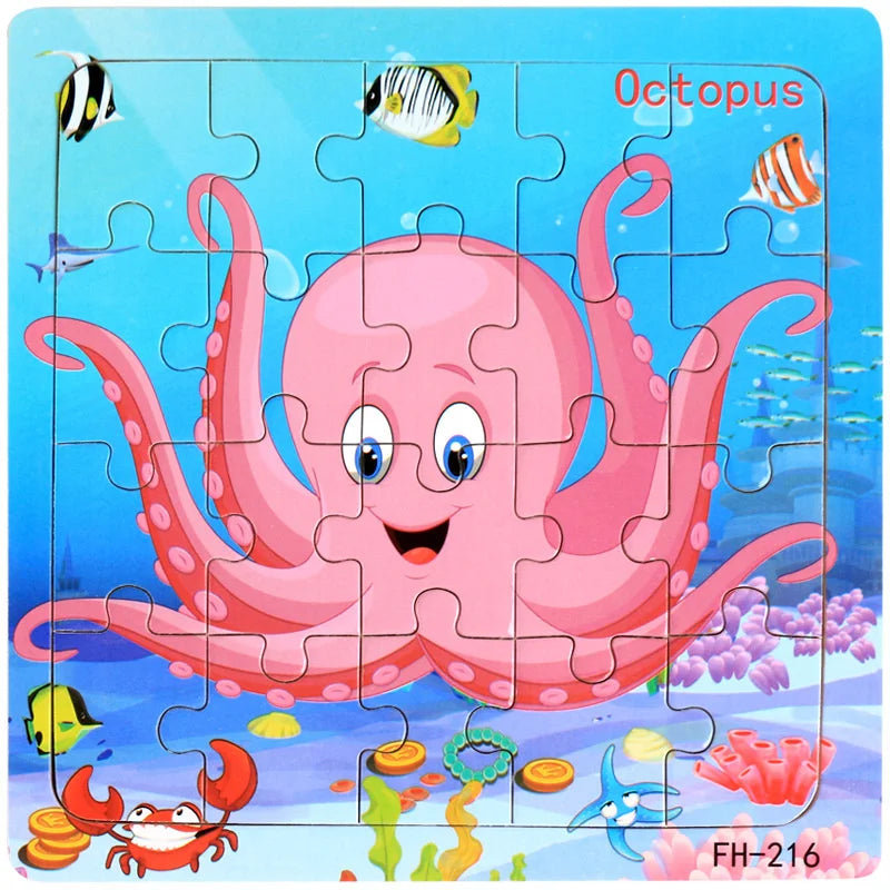 Puzzle Véhicules & Animaux Montessori – 20 Pièces en Bois 3-6 ans