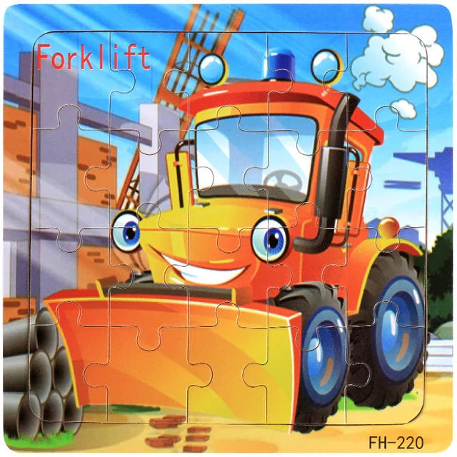 Puzzle Véhicules & Animaux Montessori – 20 Pièces en Bois 3-6 ans