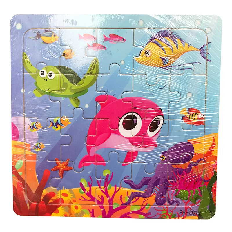 Puzzle Véhicules & Animaux Montessori – 20 Pièces en Bois 3-6 ans